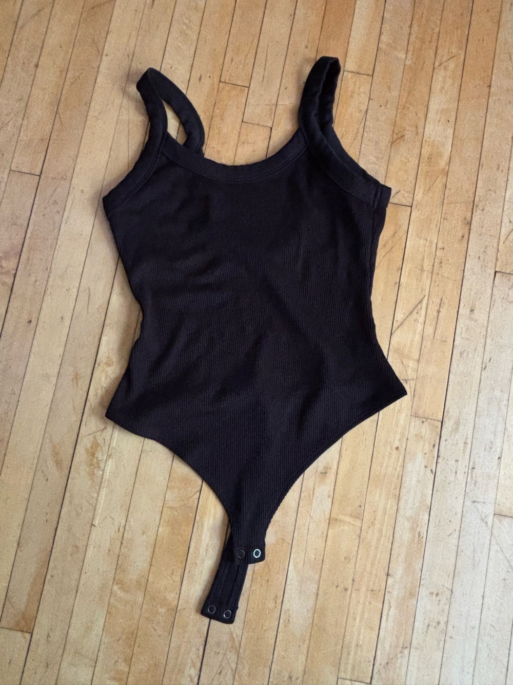 Black Ribbed Tank Bodysuit